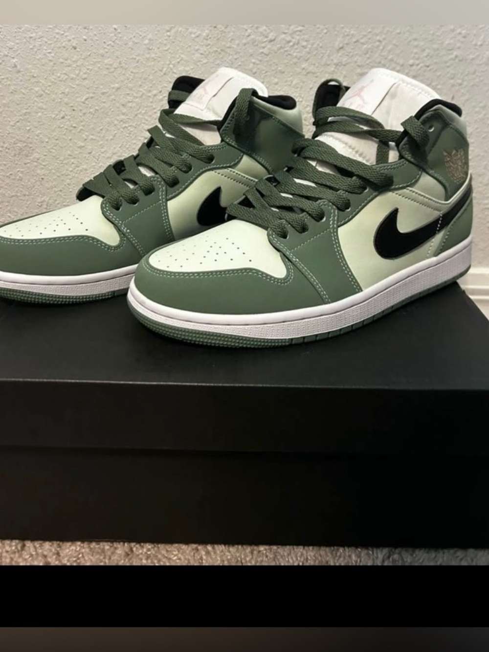 Nike Air Jordan 1 Mid in Forest Green, Light Green & Black